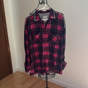 New York Laundry Pink and Black Checkered Top